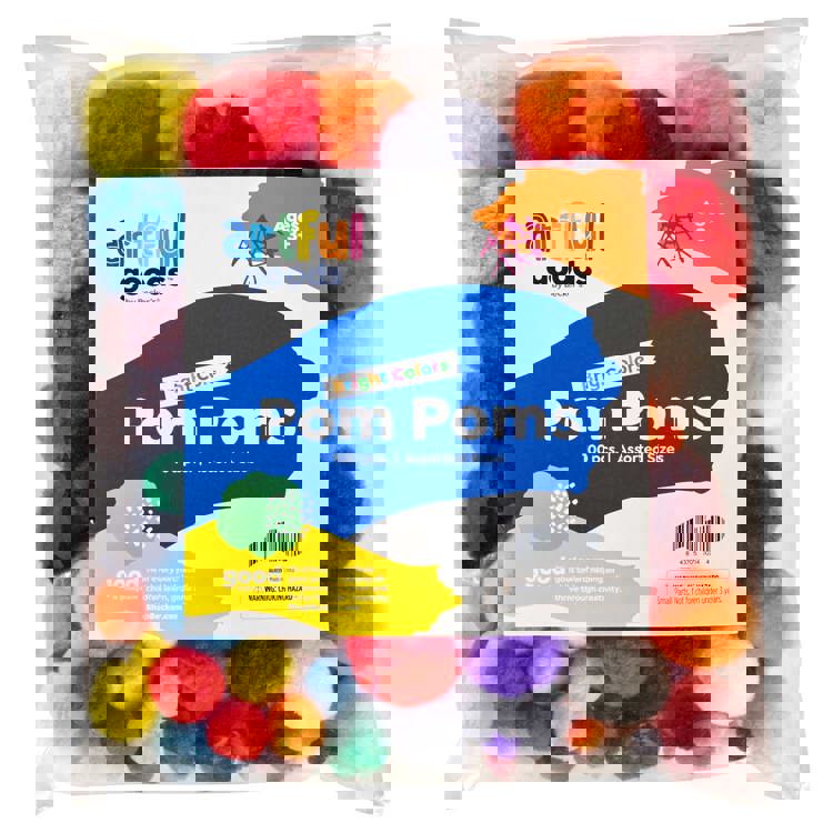 Artful Goods® Pom Poms Bright Colors, Assorted Sizes