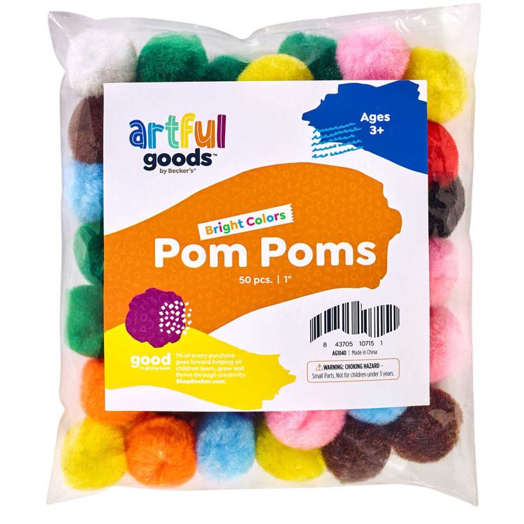 Artful Goods™ Pom Poms Bright Colors, 1"