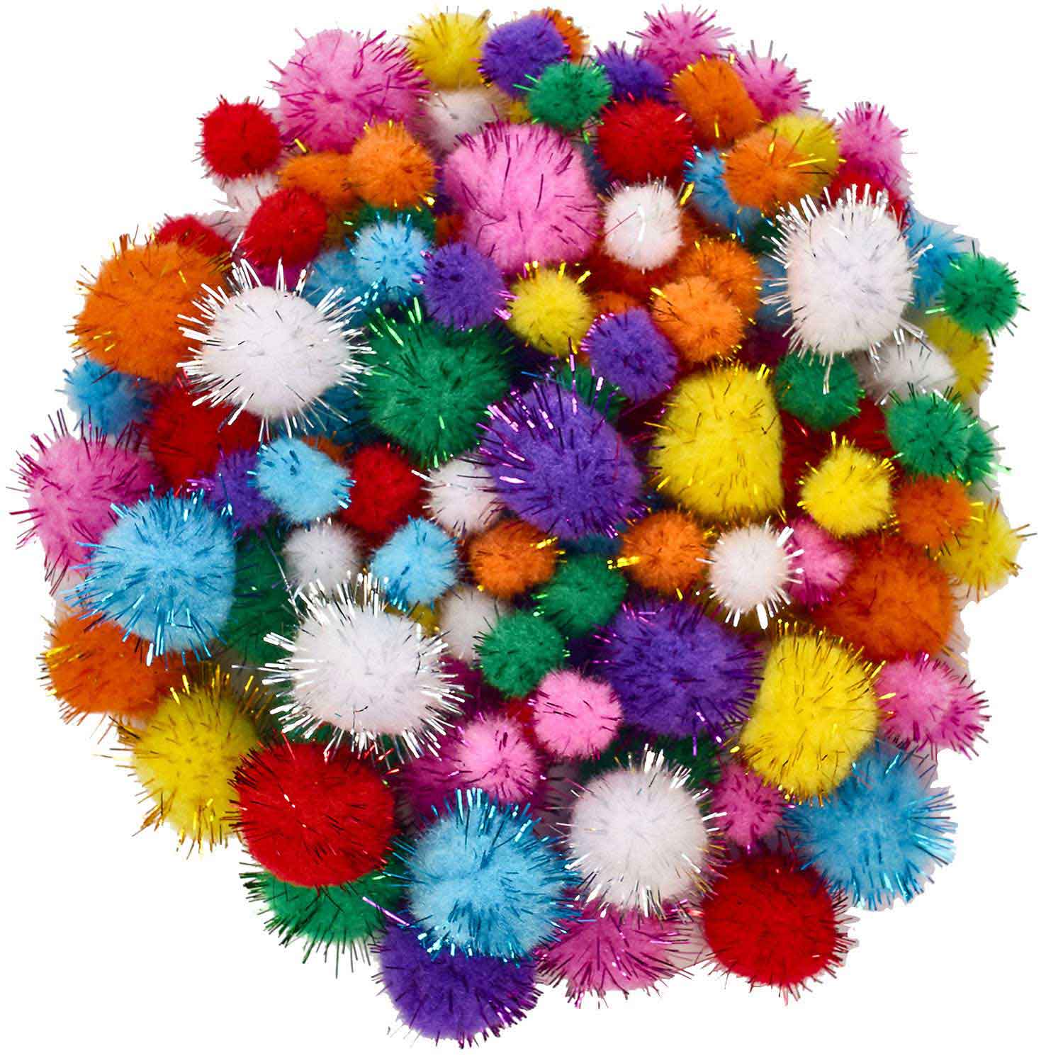 Pink 8mm Mini Glitter Pom Poms Small Fluffy Craft Embellishments