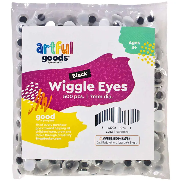 Artful Goods® Black Wiggle Eyes Classpack, 7mm