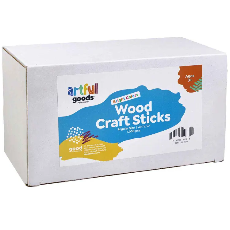 Artful Goods® Wood Craft Sticks, Regular Size, Bright Colors