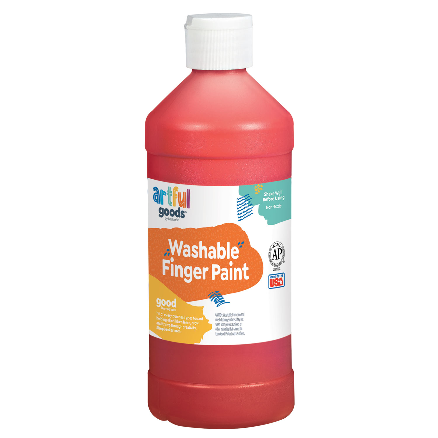 Artful Goods® Washable Finger Paint, Pints Red Becker's