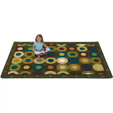 Alphabet Calming Circles Classroom Rug, Nature's Colors