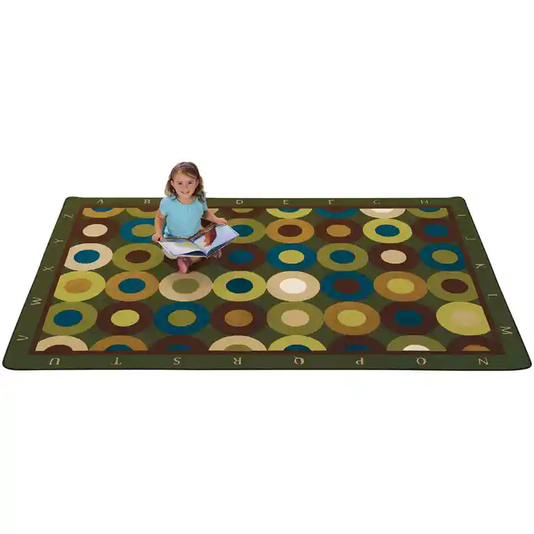 Alphabet Calming Circles Classroom Rug, Nature's Colors
