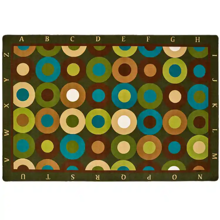 Alphabet Calming Circles Classroom Rug, Nature's Colors