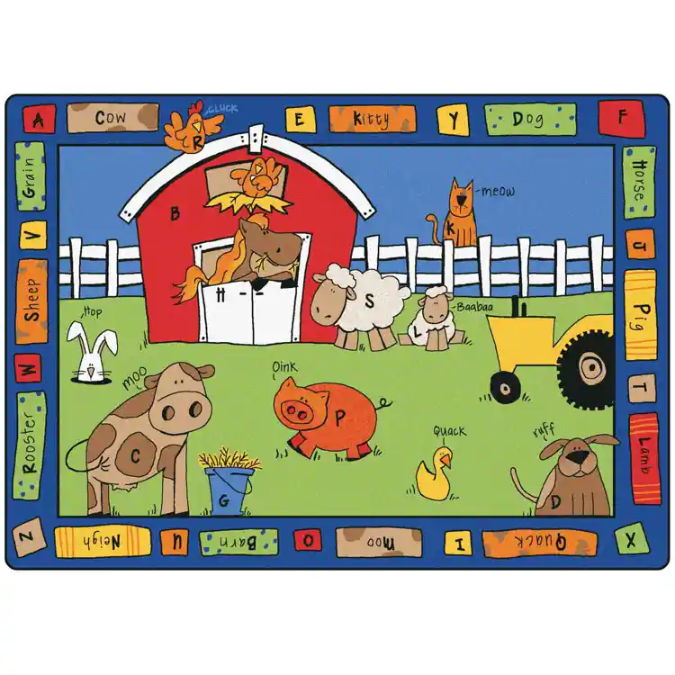 Alphabet Farm Classroom Rug, Rectangle 4'5" x 5'10"