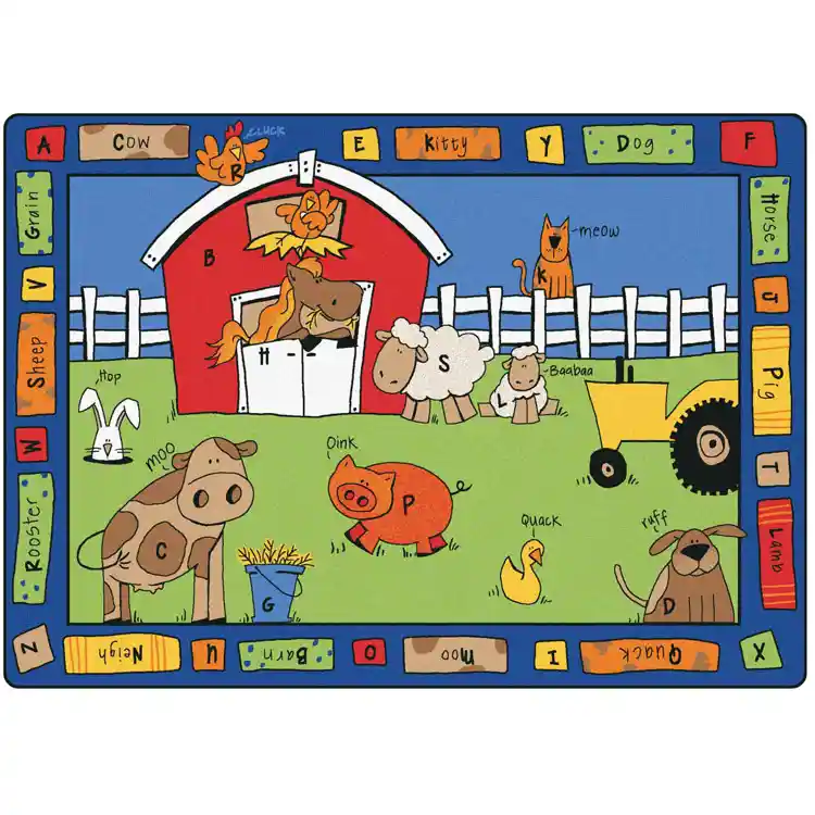 Alphabet Farm Classroom Rug, Rectangle 8'4" x 11'8"