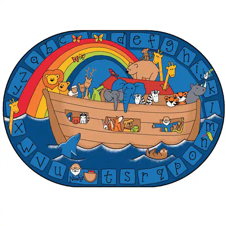 Alphabet Noah Classroom Rug, Oval 5'5" x 7'8"