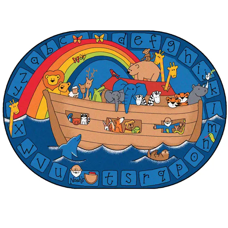 Alphabet Noah Classroom Rug, Oval 5'5" x 7'8"
