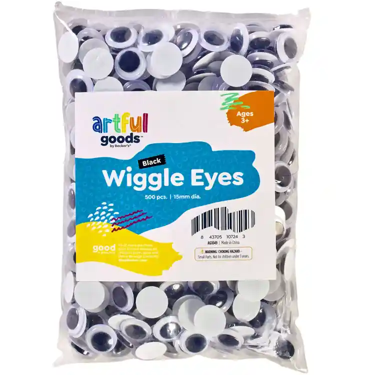 Artful Goods® Black Wiggle Eyes Classpack, 15mm