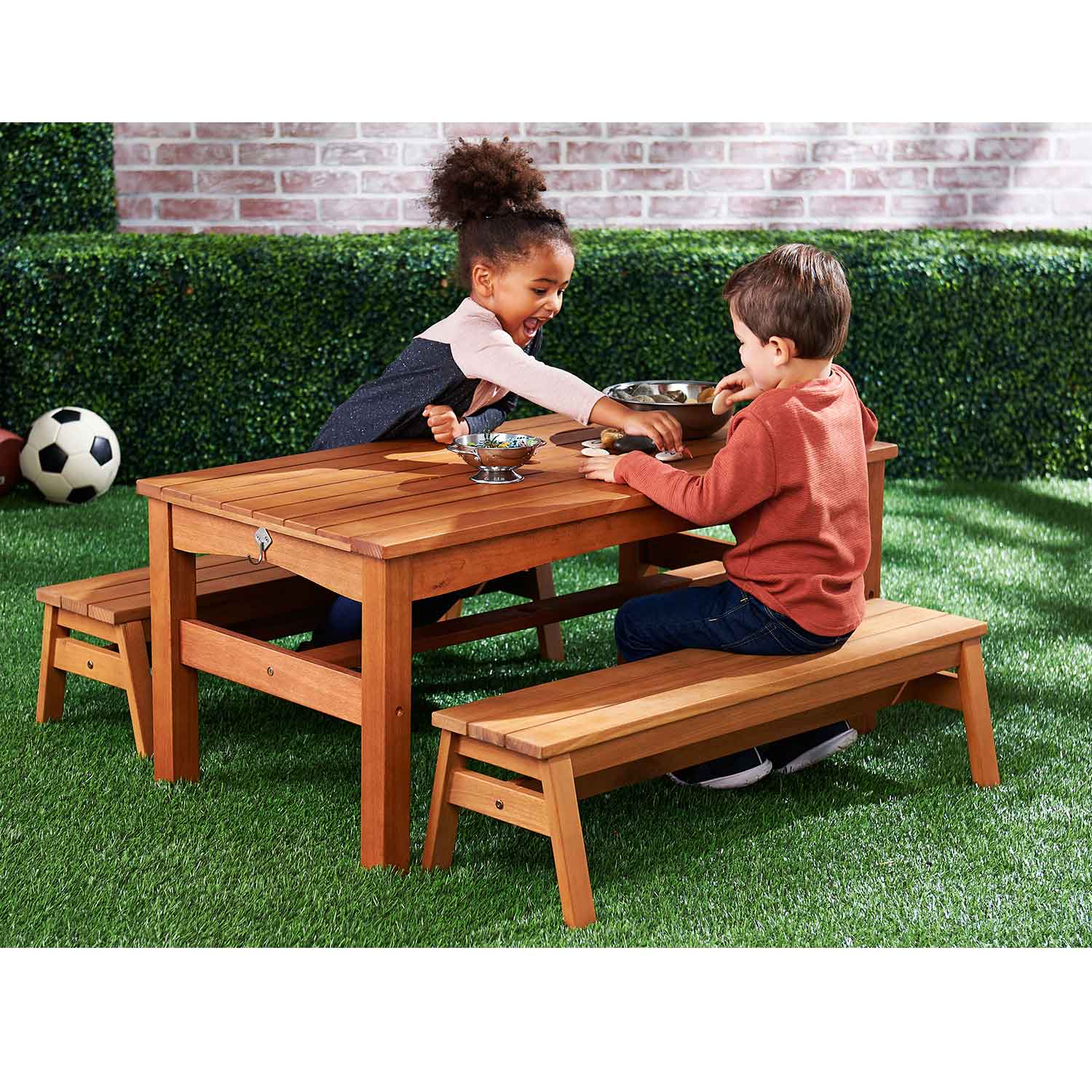 Wood Table Benches for Outdoor Play Becker's - Main Image