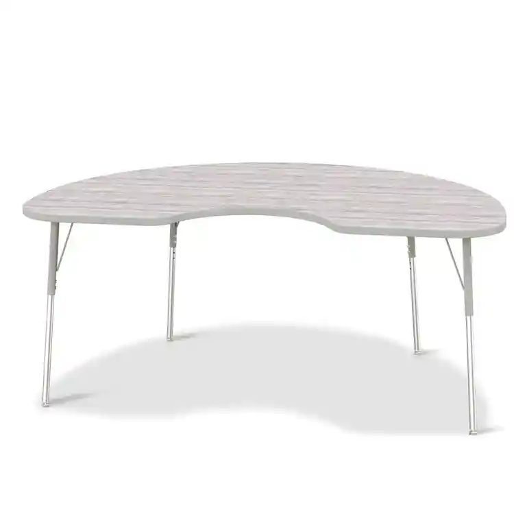 Berries® Driftwood Gray Top Activity Tables, Kidney 48" X 72", Adult Height-Gray