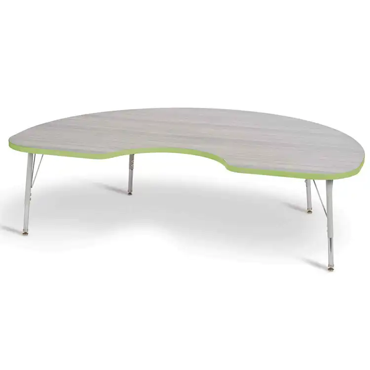 Berries® Driftwood Gray Top Activity Tables, Kidney 48" X 72", Elementary Height-Key Lime