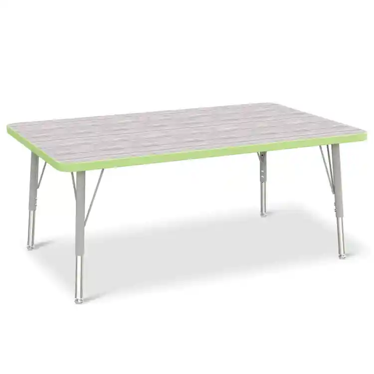 Berries® Driftwood Gray Top Activity Tables, Rectangle 30" X 48", Elementary Height-Key Lime