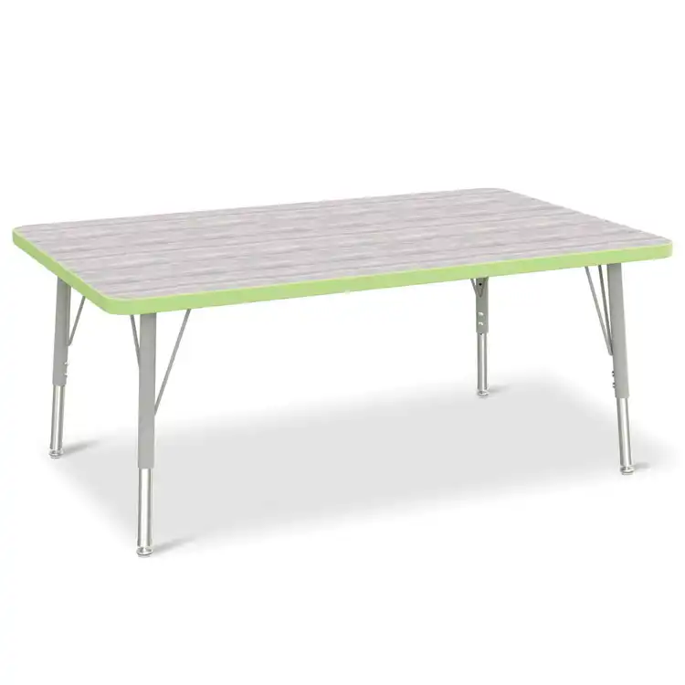 Berries® Driftwood Gray Top Activity Tables, Rectangle 30" X 48", Elementary Height-Key Lime