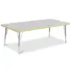 Berries® Driftwood Gray Top Activity Tables, Rectangle 30" X 60", Elementary Height-Key Lime