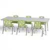 Berries® Driftwood Gray Top Activity Tables, Rectangle 30" X 72", Elementary Height-Key Lime