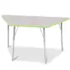 Berries® Driftwood Gray Top Activity Tables, Trapezoid 30" X 60", Adult Height-Key Lime
