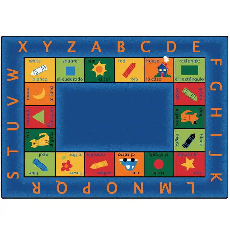 Bilingual Circletime Classroom Rug, Rectangle7’6” x 12’