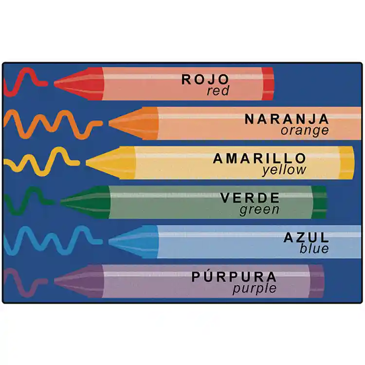 Bilingual Crayons Rug, Rectangle 6' x 9'