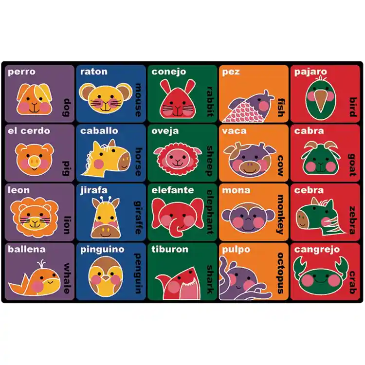 Bilinigual Animals Seating Rug, Rectangle 6' x 9'