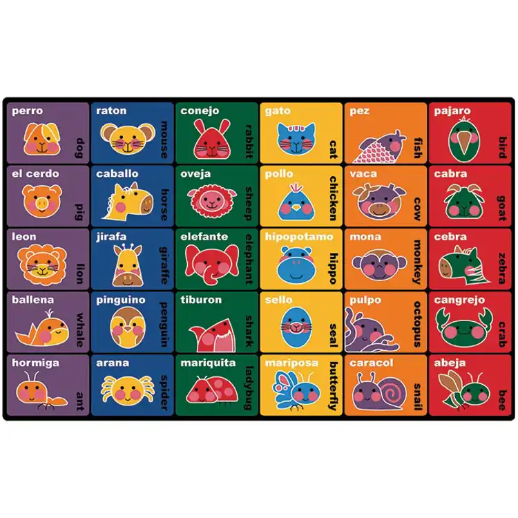 Bilinigual Animals Seating Rug, Rectangle 7'6" x 12'