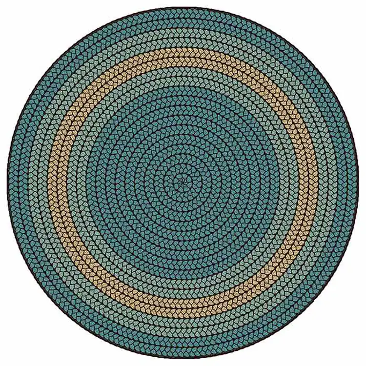Braidful Nature Colors Rug, Round 6', Teal