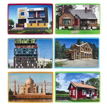 Becker's Building Inspirations 12-Piece Puzzles, Set of 6