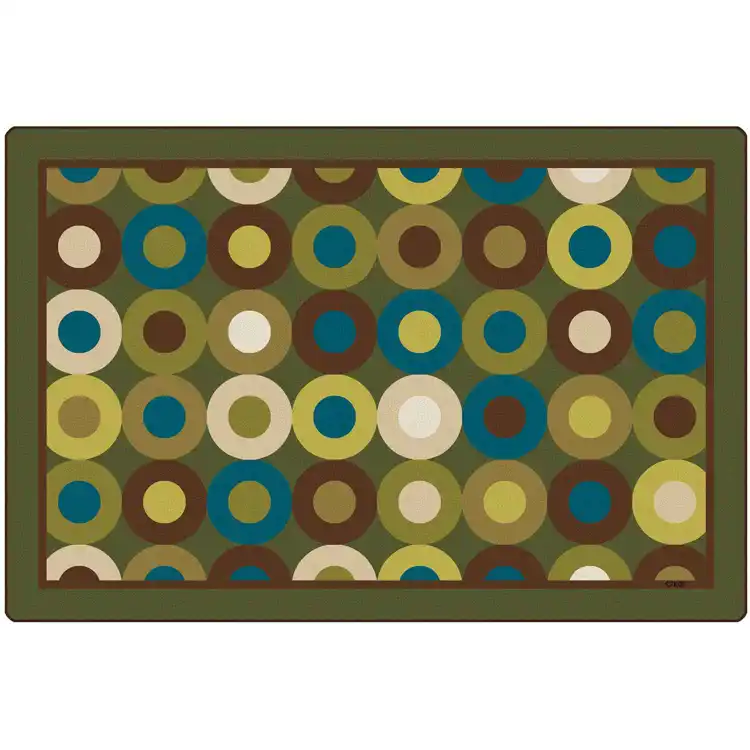Calming Circles Classroom Rug, Nature's Colors, Rectangle 7’6” x 12’