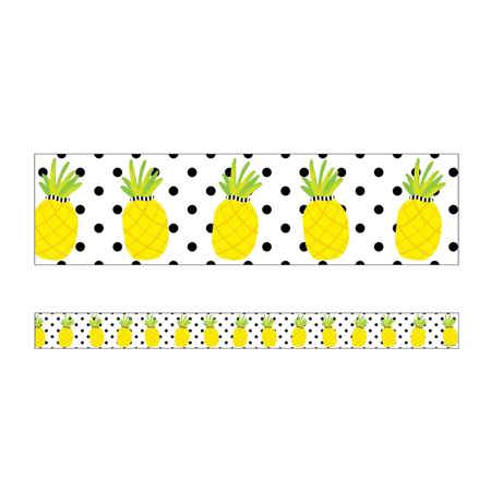 Stylish Tropical Pineapples Straight Borders