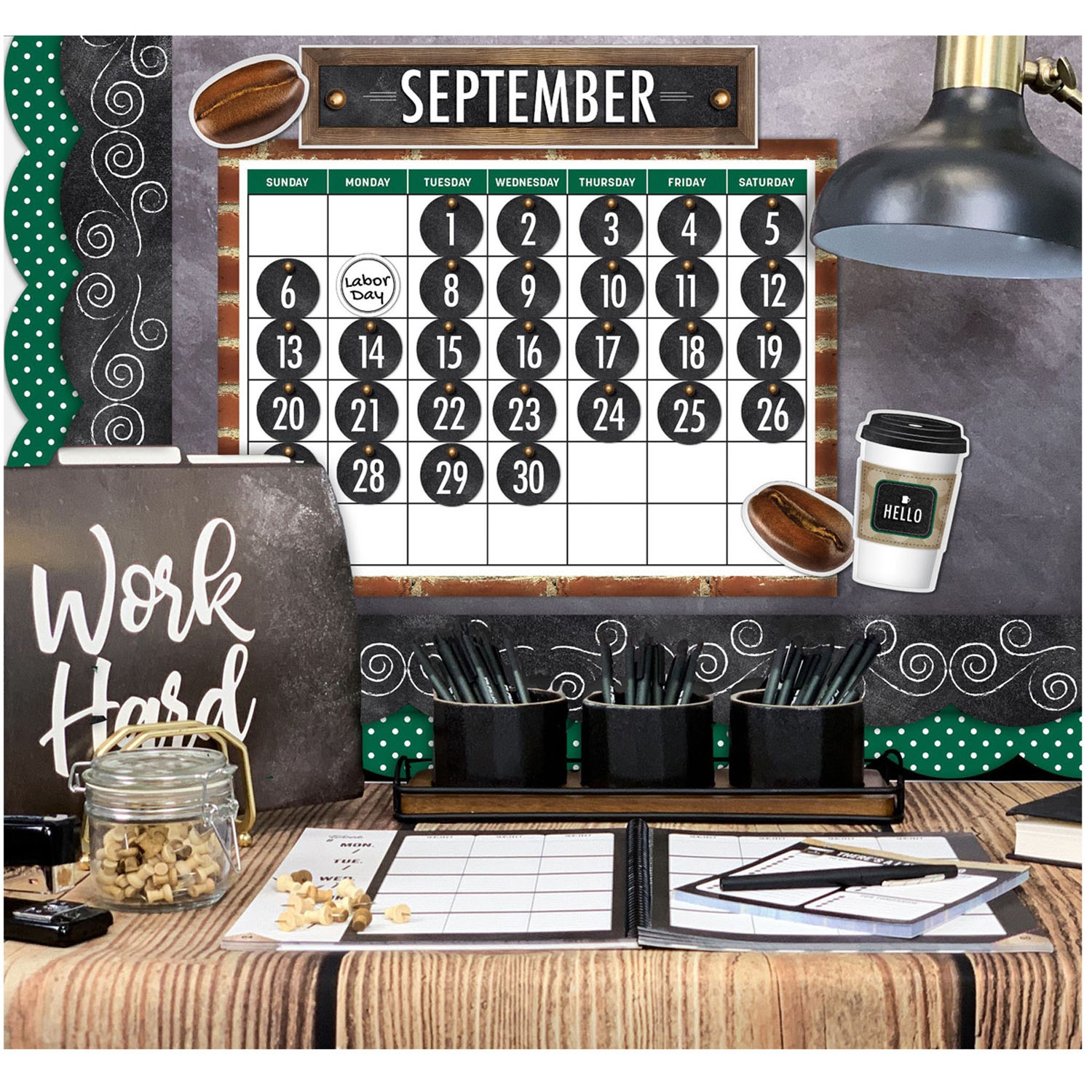 Industrial Cafe Calendar Bulletin Board Set Becker's