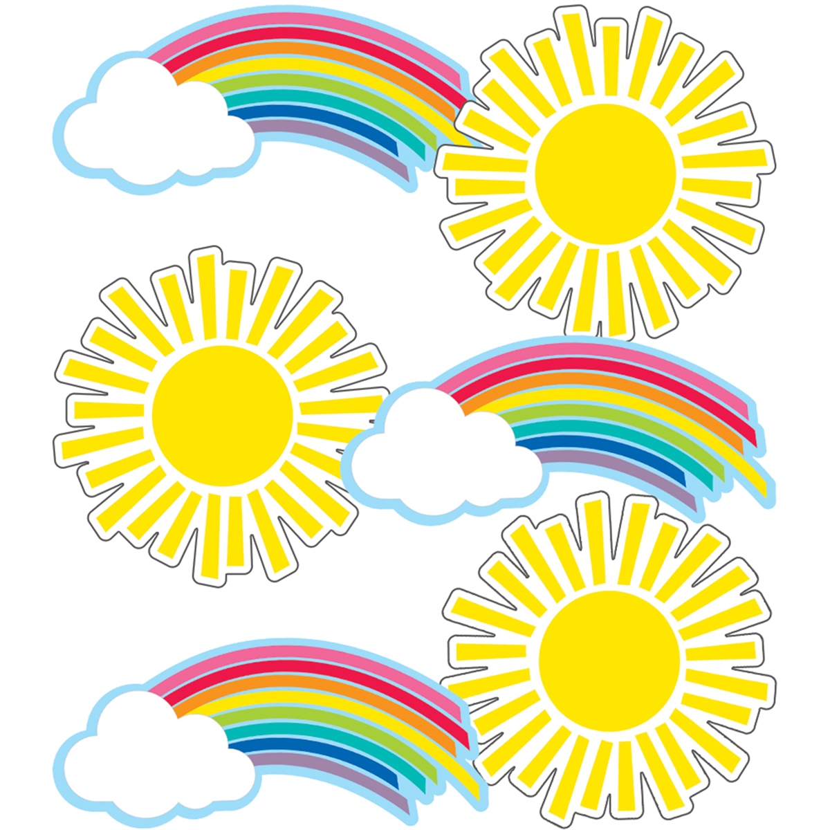 Hello Sunshine Rainbows & Suns Colorful Cut-Outs