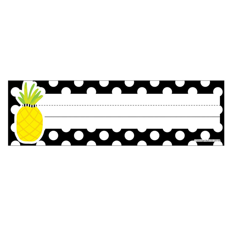 Simply Stylish Tropical Pineapple Polka Dot Name Plates
