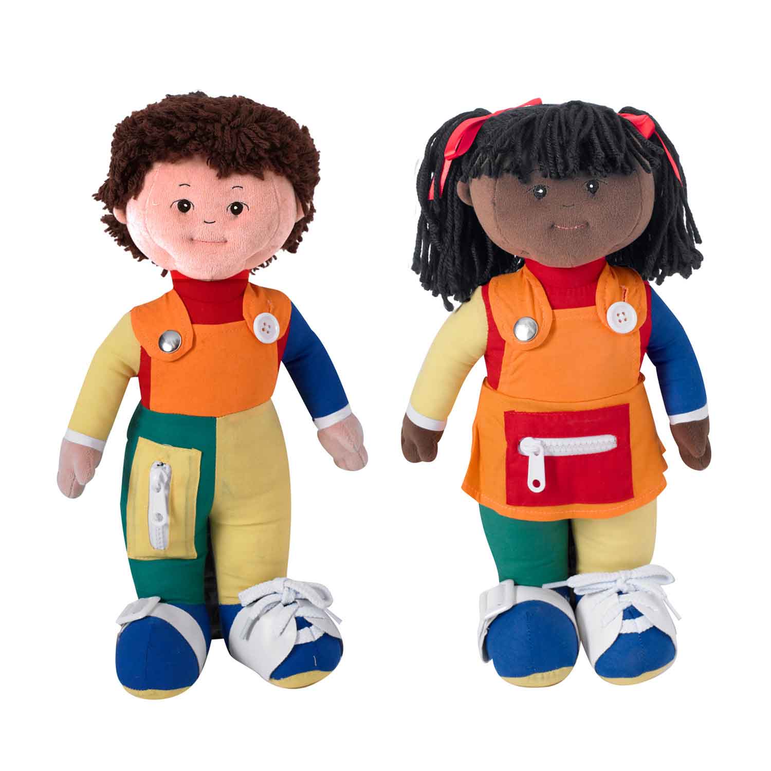 learning doll with zips and buttons