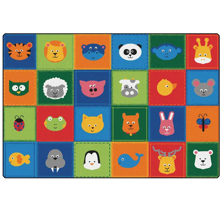 KIDSoft™ Animal Patchwork Rug, Primary Colors, Rectangle 4' x 6'