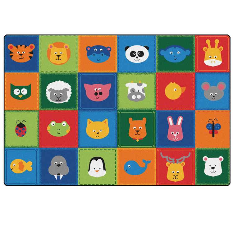 KIDSoft™ Animal Patchwork Rug, Primary Colors, Rectangle 6' x 9'