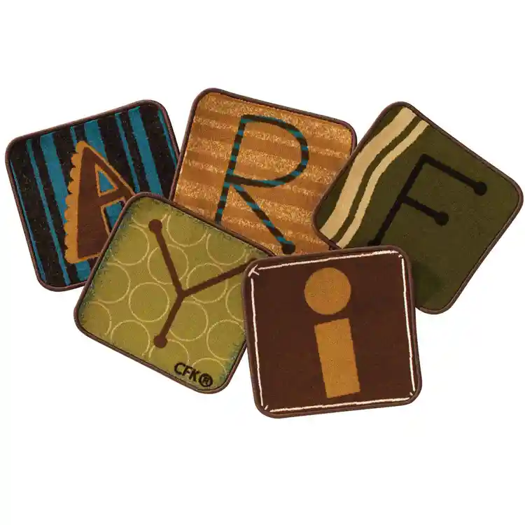 Toddler Alphabet Blocks Rug Squares, Nature's Colors