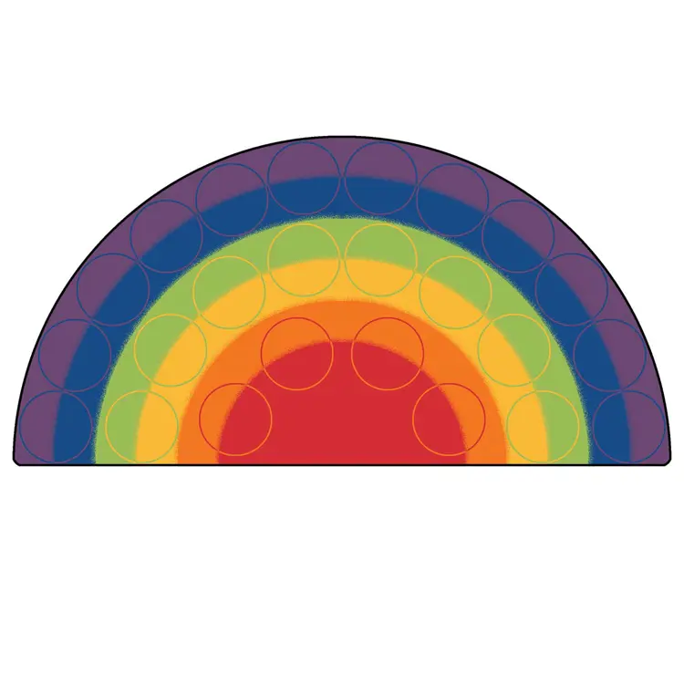 Rainbow Rows Classroom Rug, Semi-Circle 6' x 12'
