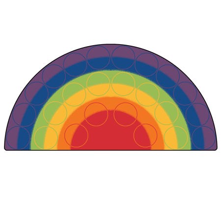 Rainbow Rows Classroom Rug, Semi-Circle 6' x 12'