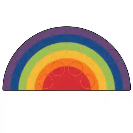 Rainbow Rows Classroom Rug, Semi-Circle 6' x 12'