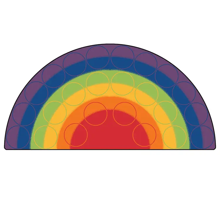Rainbow Rows Classroom Rug, Semi-Circle 6' x 12'