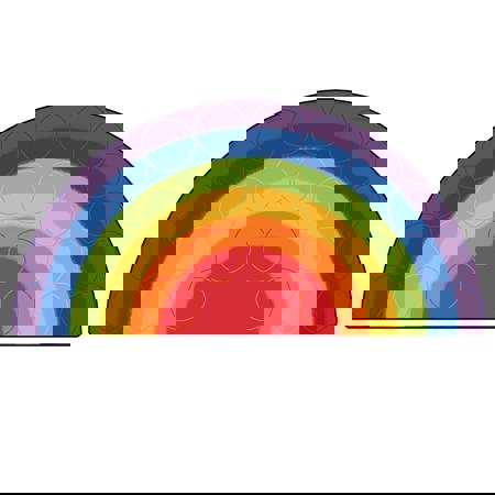 Rainbow Rows Classroom Rug, Semi-Circle 6' x 12'