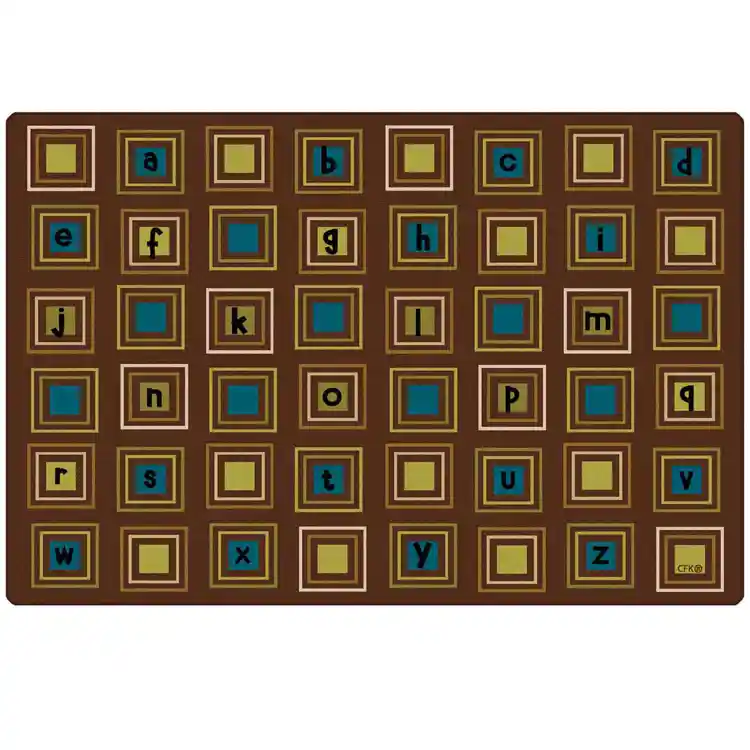 Literacy Squares Classroom Rug, Nature's Colors, Rectangle 6' x 9'