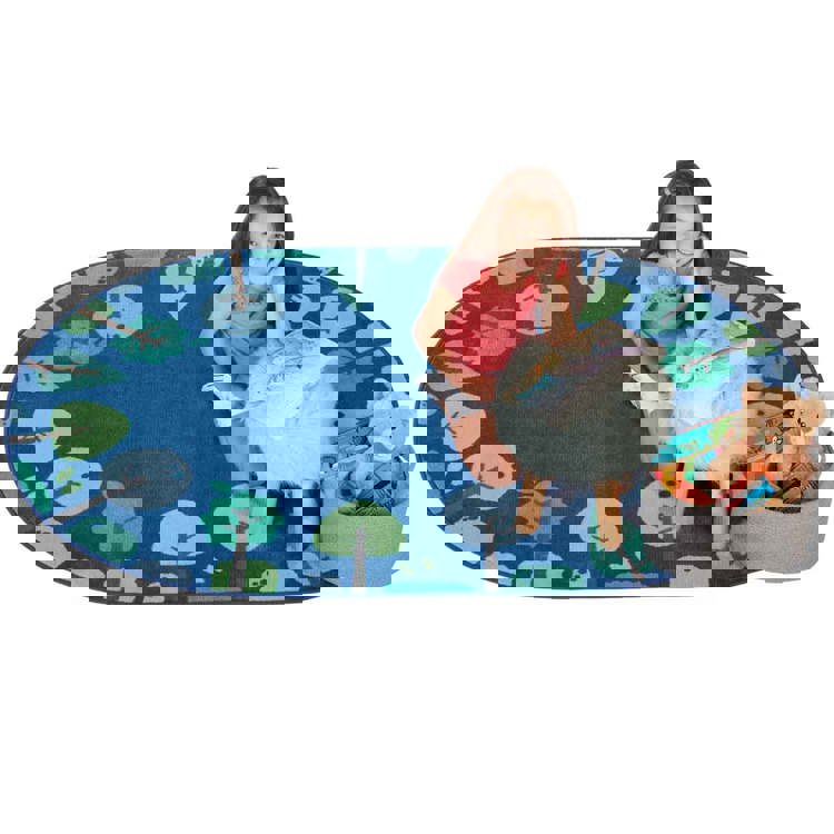 KIDSoft™ Tranquil Trees Rug, Blue, Oval 4' x 6'