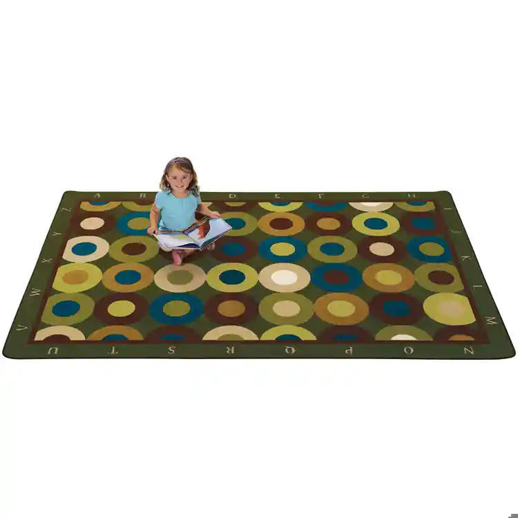 Alphabet Calming Circles Classroom Rug, Nature's Colors