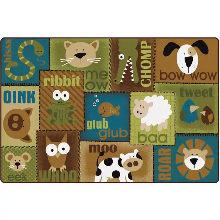 KIDSoft™ Animal Sounds Toddler Classroom Rug, Nature's Colors