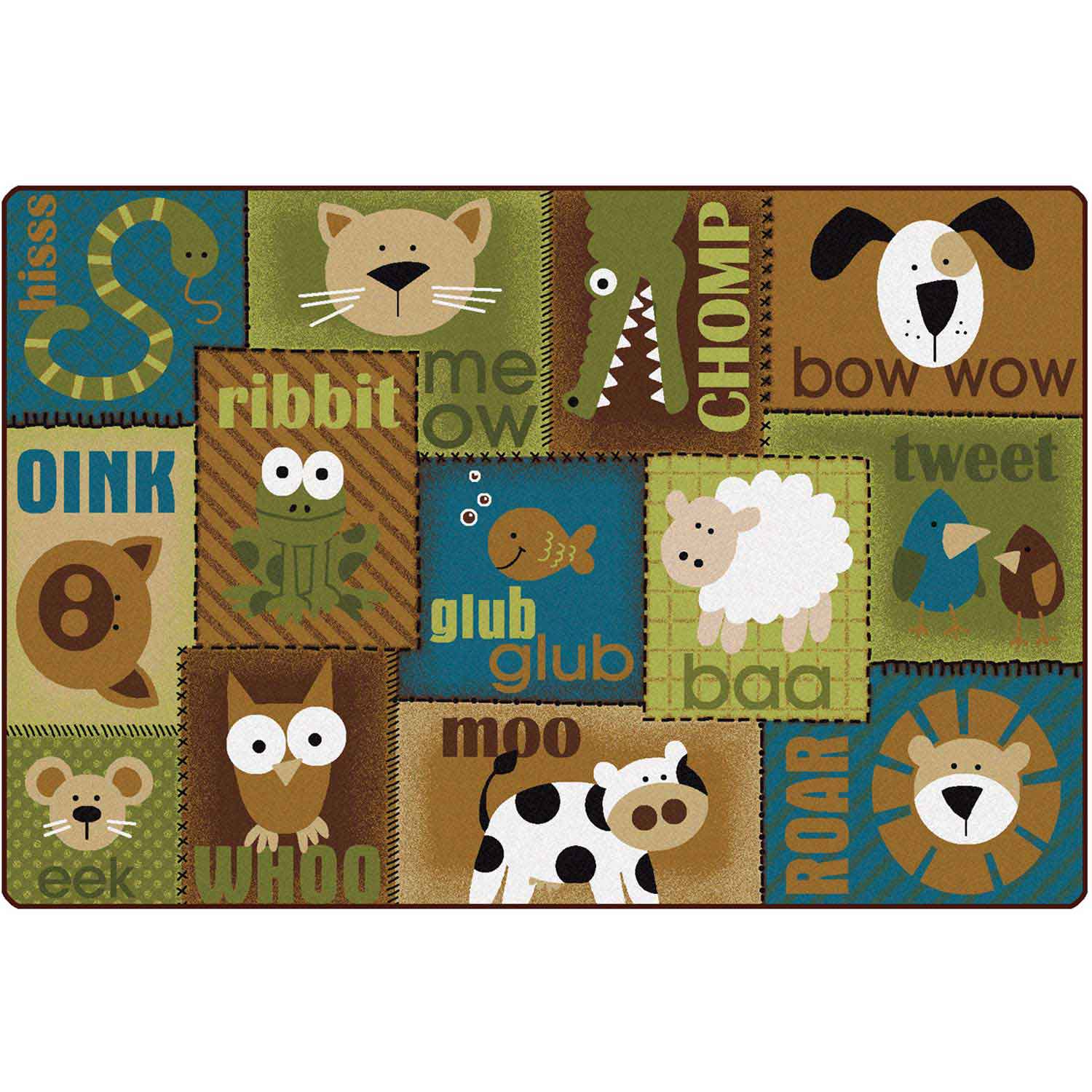 KIDSoft™ Animal Sounds Toddler Classroom Rug, Nature's Colors
