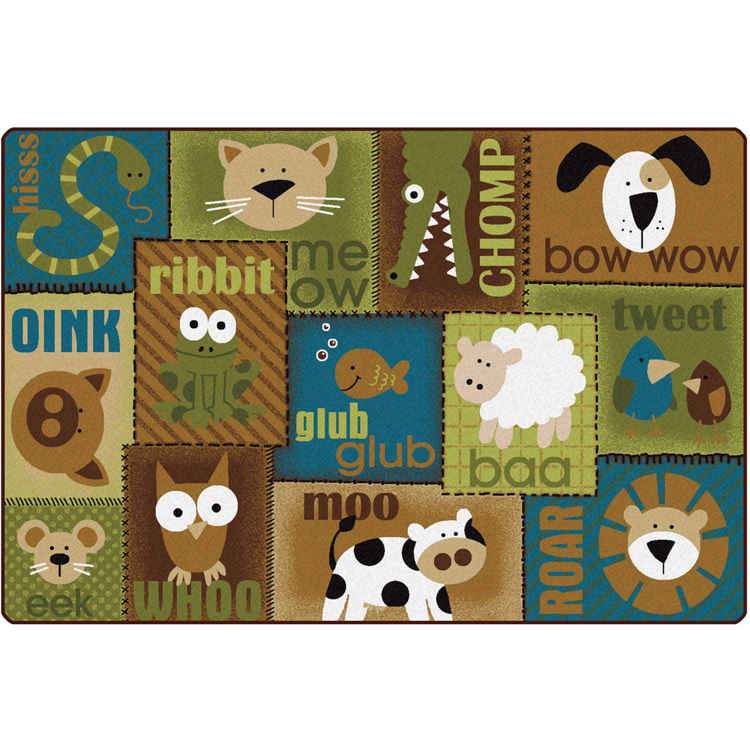KIDSoft™ Animal Sounds Toddler Classroom Rug, Nature's Colors, Rectangle 6' x 9'