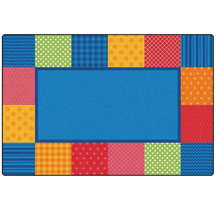 KIDSoft™ Pattern Blocks Rug, Primary, Rectangle 4' x 6'