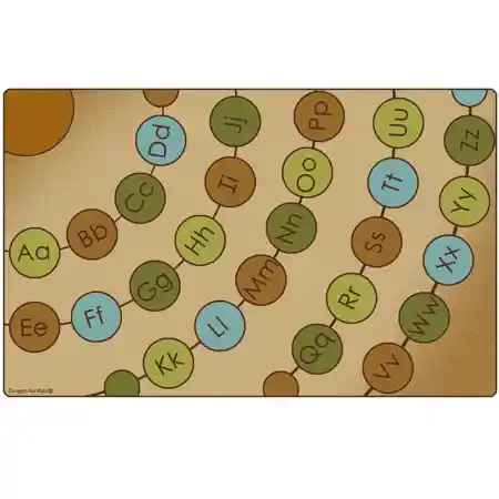 Radiating Alphabet Circles Seating Rug, Natures Colors